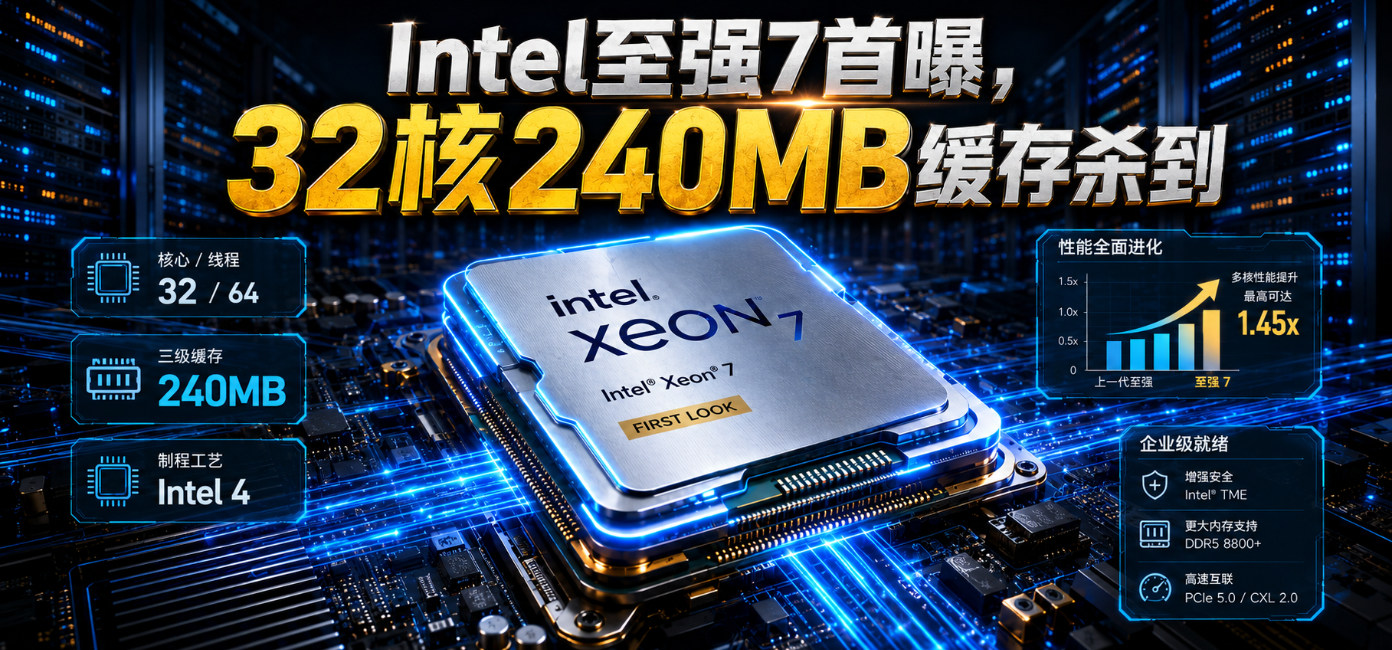 Intel至强7首曝，32核240MB缓存杀到