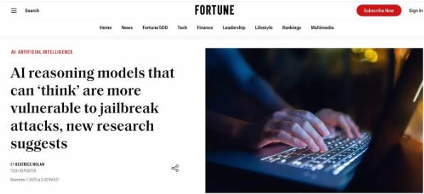 New research from Oxford and Stanford universities: AI reasoning models capable of thinking are more susceptible to jailbreak attacks-HeadTechPro